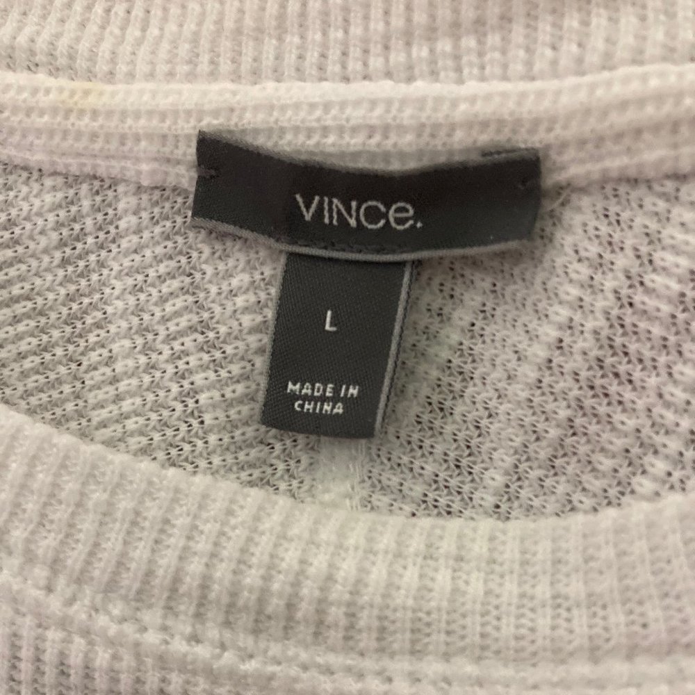 VINCE Men's LARGE Luxury White Long-Sleeve Thermal T-Shirt LIKE NEW